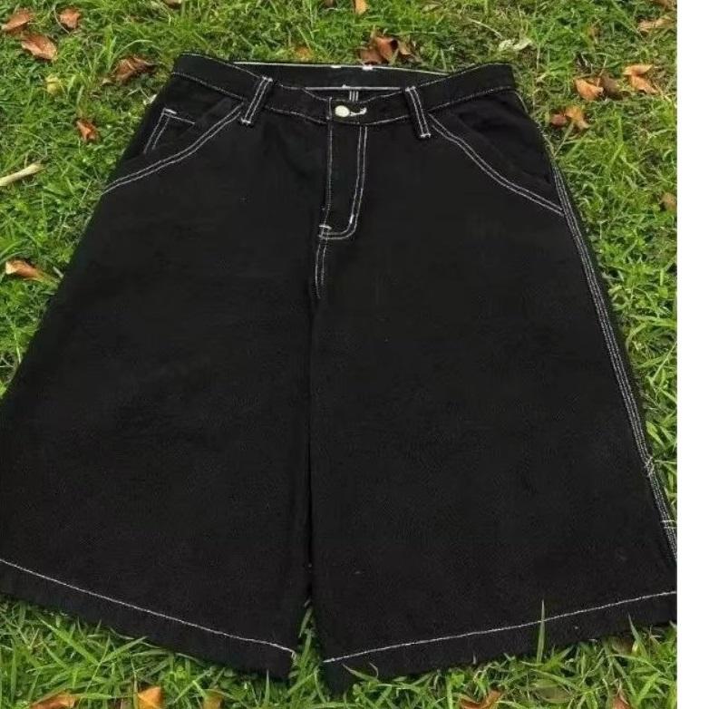 Women's Summer Hiphop Hip-hop Denim Shorts Embroidered Jeans Loose Wide-leg Jeans