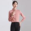 Women's Black Professional Shirt with Hidden Placket - Spring/Autumn Style