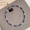 New Arrival Trendy 100% Natural Freshwater Pearl & Lazurite Stone 14K Gold Filled Female Beads Chain Necklace  For Women