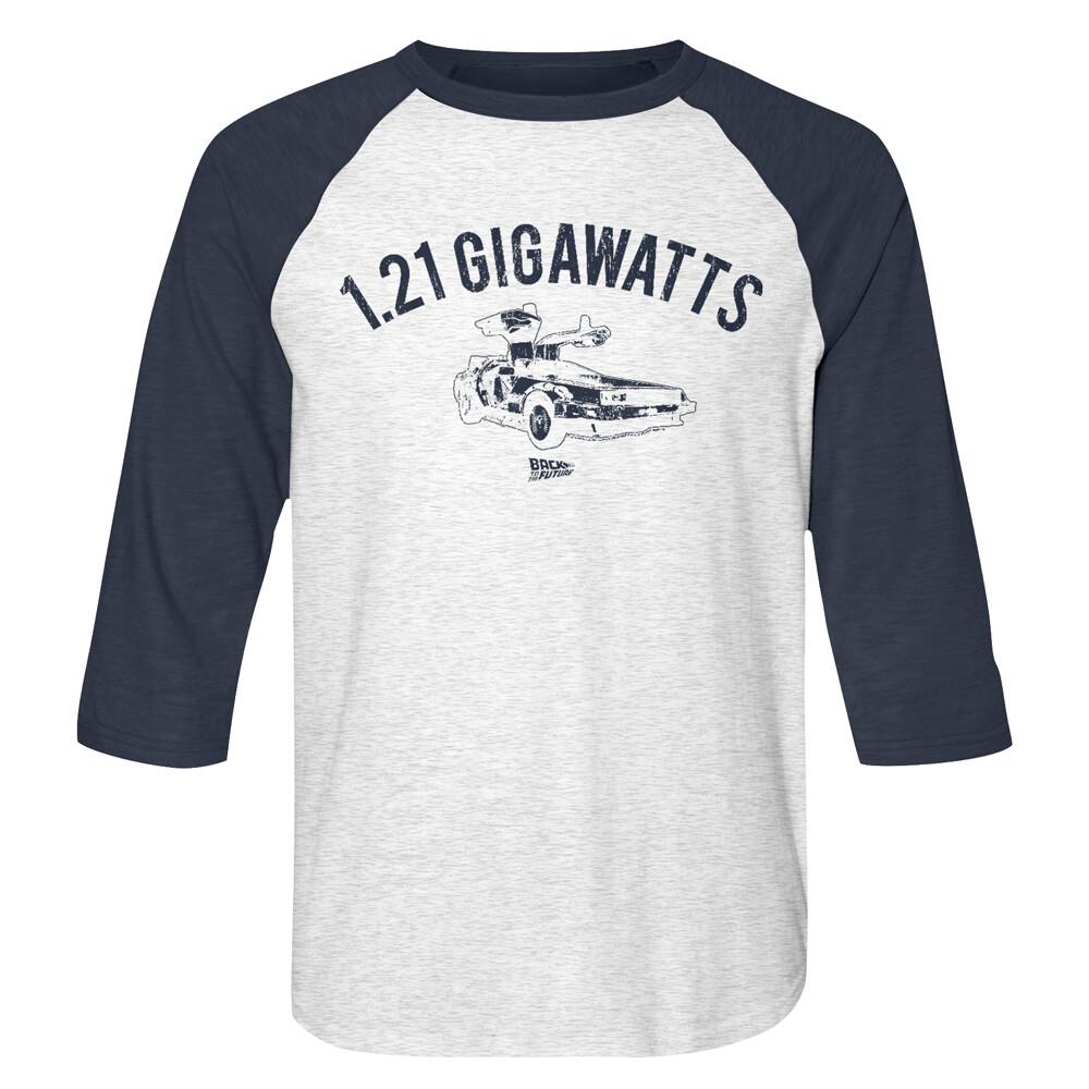 Back To The Future Time Travel DeLorean 1.21 Gigawatts Men s Raglan T Shirt XXXL