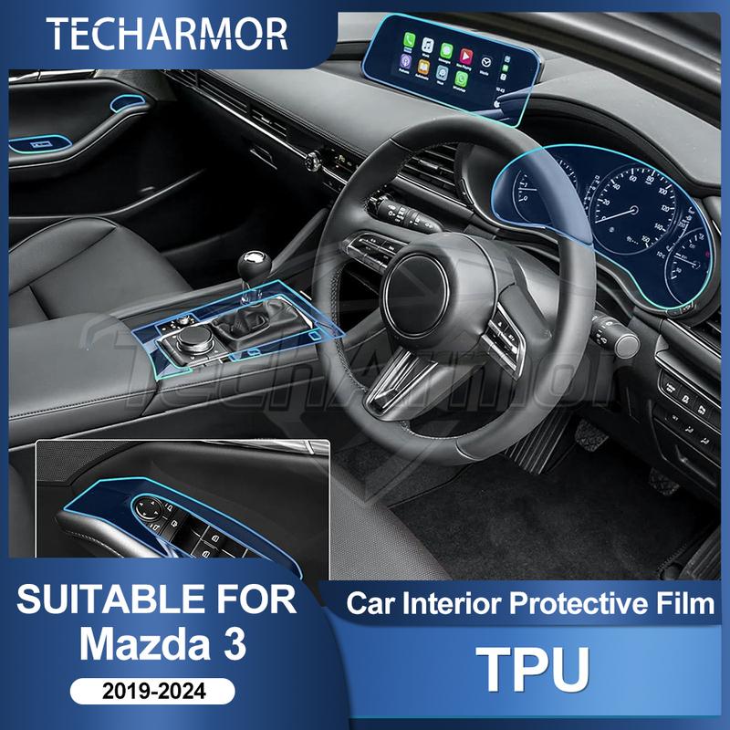 Car Interior TPU Protector Anti-scratch Film For Mazda 3 Axela -24 Auto Protective Transparent Anti-tear Stickers Accessorie