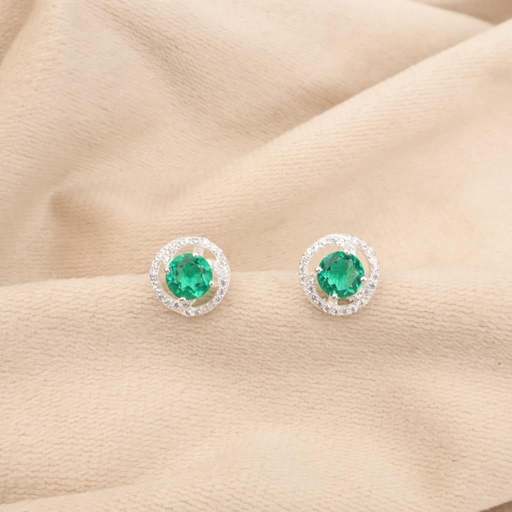 Chrome Diopside Gemstone 925 Sterling Silver Jewelry Zircon Push Back Studs0.41" CZE-8-11