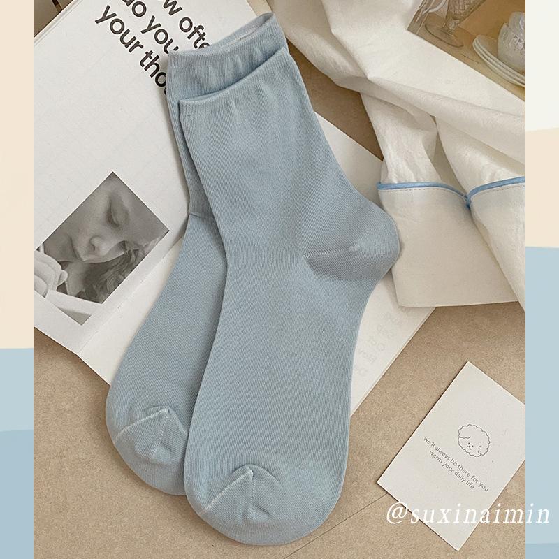 Twist Button Wool Socks Children'S Medium Tube Socks Korean Thickened Warm Maillard Long Texture Stacking Socks