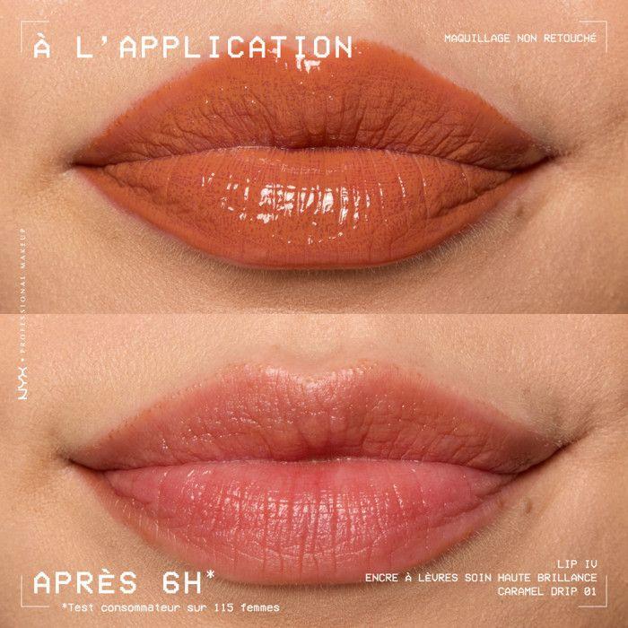 NYX Professional Makeup, Lip IV, Gloss, jusqu'à 12h d'hydratation, hautement pigmenté, fini brillant, Caramel Drip
