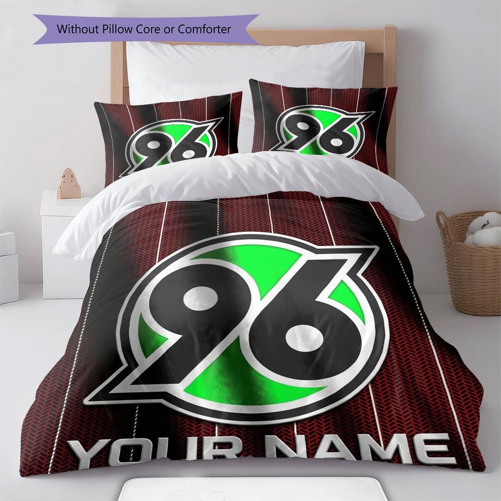Hannover 96 Custom Name Pattern Bedding,Quilt Set Quilt Cover Pillowcase Home Birthday Gift(1 * duvet cover + 2 * pillowcase, without core)