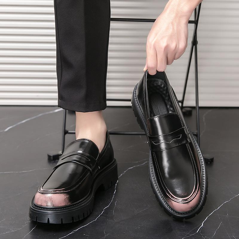 Herrenschuhe Außenhandel neue Lederschuhe modische glänzende Ein-Pedal-Faul-Lederschuhe trendige Herren-Plateau-Lederschuhe