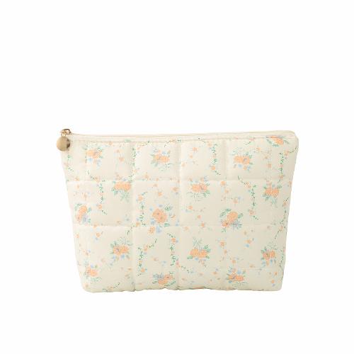 New Floral Quilted Large Plaid Cosmetic Bag Large-capacity Three-dimensional Hand-held Bubble Grid Fashion Pleated Storage Toiletry Bag