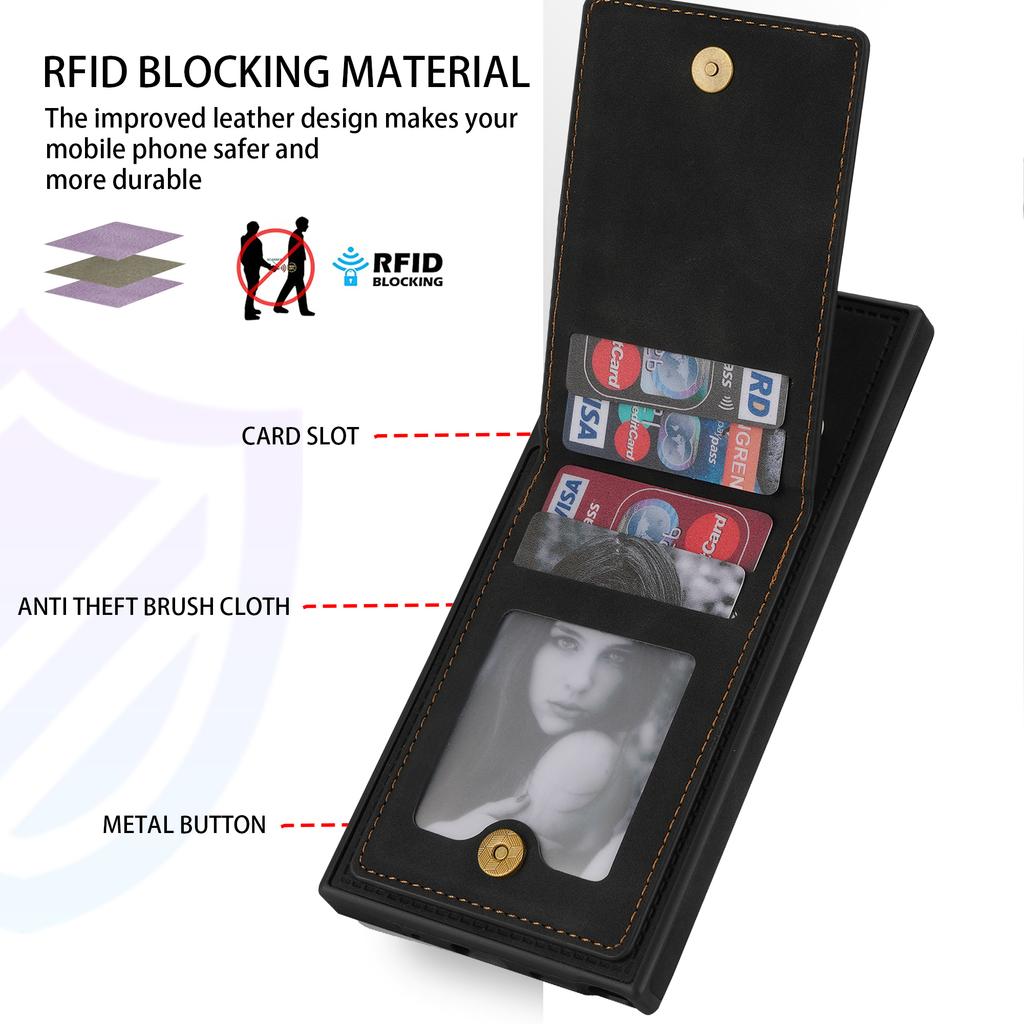 N.BEKUS For Samsung Galaxy S25 Ultra Case RFID Blocking Leather+TPU Phone Cover with Card Slots