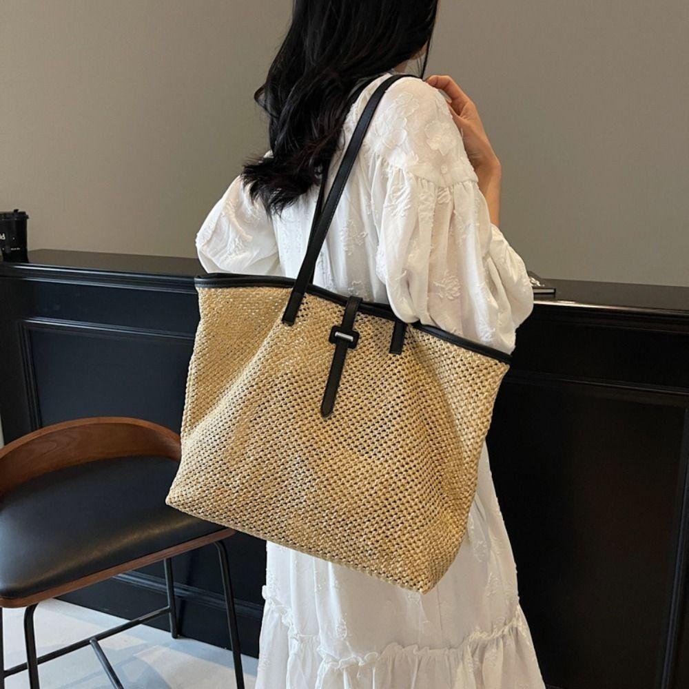 Boho Woven Straw Bag Beach Shoulder Bags Ins Straw Tote Bag  for Women