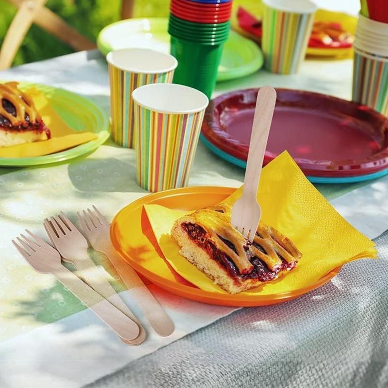 14cm Disposable Wooden Fork Spoon 50/100PCS Pack Tablewares Home Office Restaurant Camping Picnic Travel Lightweight Cutlery ZYF