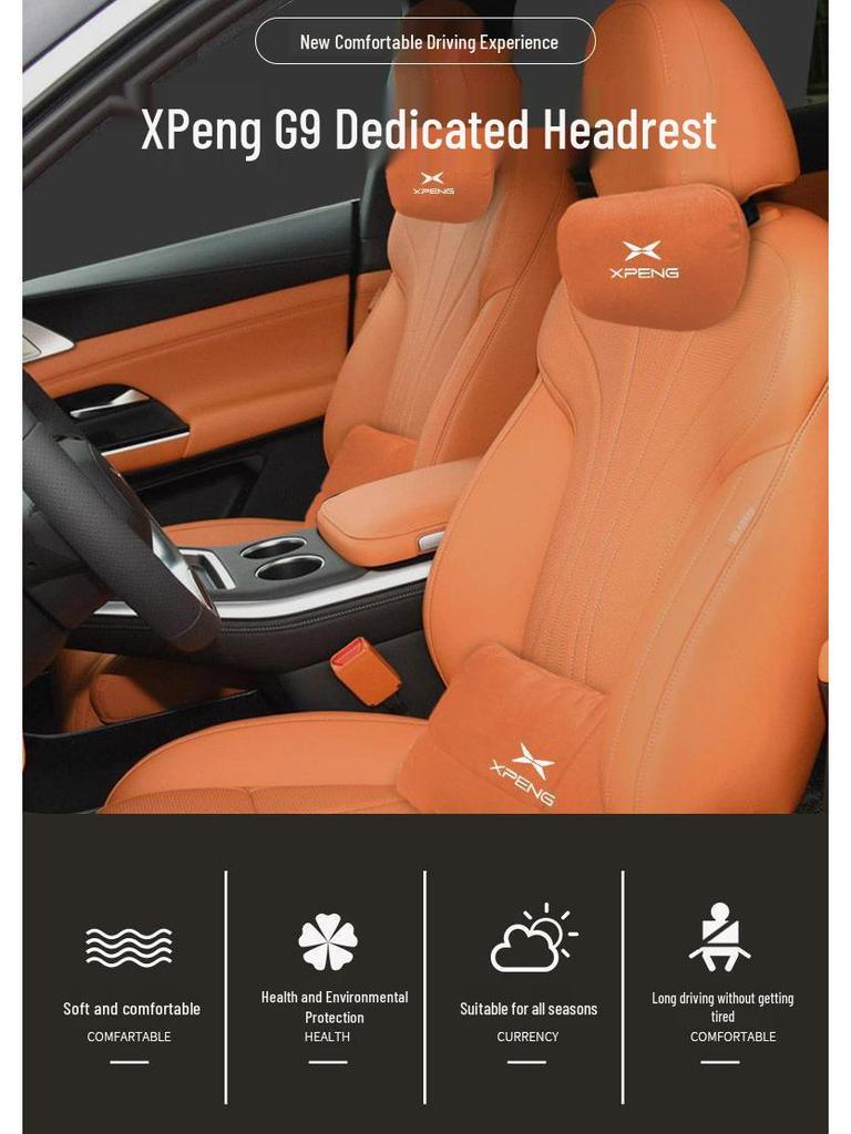 XPeng G9 Car Accessory Set: Headrest, Lumbar, Neck & Seat Pillows, 2023 Model.