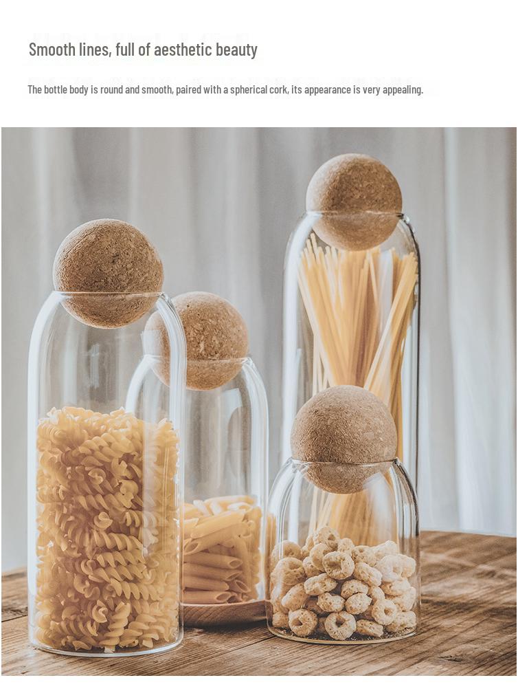 Cork Stopper Glass Jar for Coffee, Dried Fruit, and Grains Storage