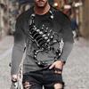 Spring and Autumn Round Neck 3D Scorpion Pattern Printed Top Fashionable Casual Long Sleeved Men's T-shirts