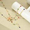 2 PCS Elegant Clavicle Chain Simple Colorful Rhinestones Necklace Flower-shaped Necklace  Gatherings