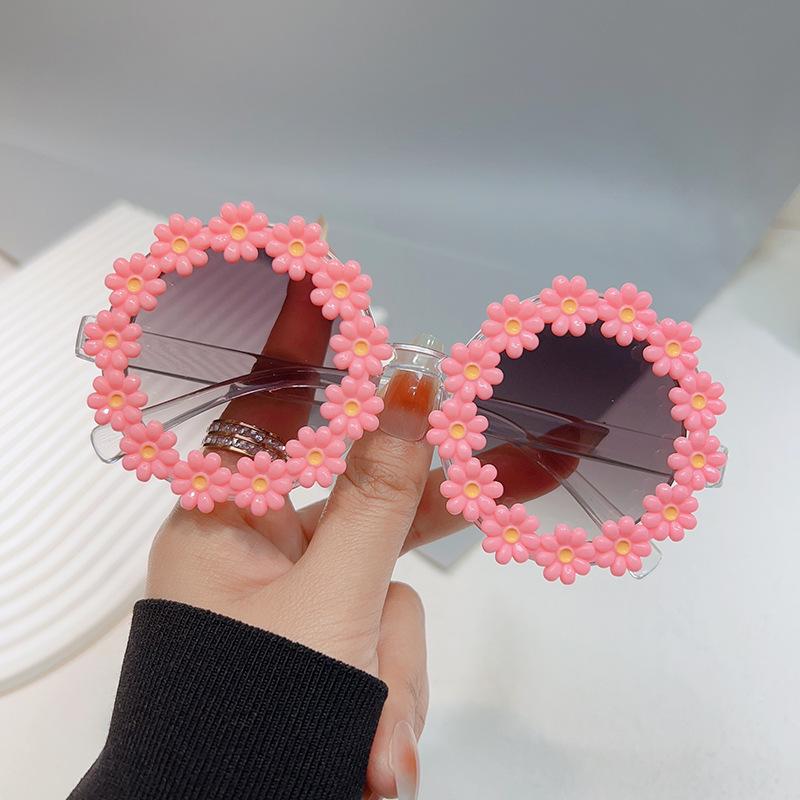 Summer Children Cute Acrylic Flower Outdoor Sun Protection Sunglasses Baby Girls Classic Sunglasses Kids Boy UV400 Sunglasses