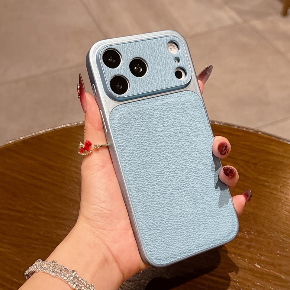 

Candy Leather Phone Case For iPhone 17 Air 13 14 15 16 17 Pro Max 16Pro 17Pro Official Big Window Shockproof Protector Cover For iPhone 16
