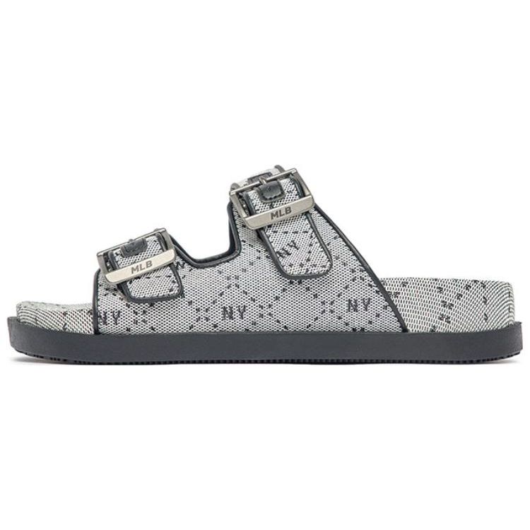 MLB Sandalen Bequem Langlebig Gummisohle Rutschfest Geruchshemmend Schlittschuhe Unisex Schuhwerk Grau Schwarz 3ALPCTM33-50BKS 39 gray