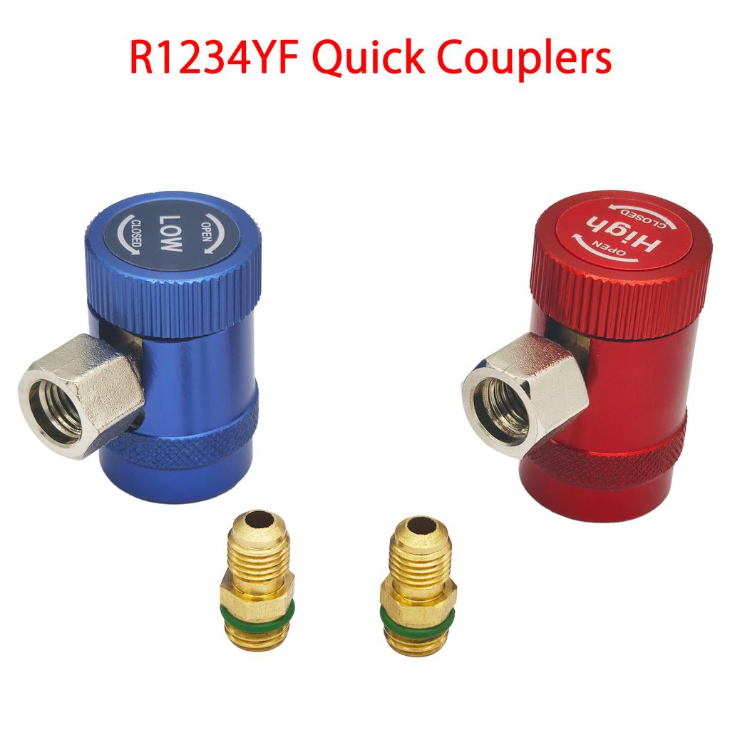 R134A/R1234YF AC Compressor R-134A Manual Quick Coupler Adapter Air Conditioning 1/4 SAE Connectors Accessories