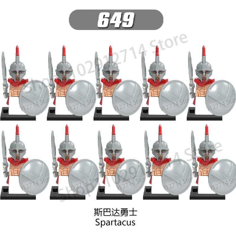 10Pcs/Set Historical Medieval Sparta Heroes Crusader Roman Soldiers Building Blocks Military Action Figures Bricks Toys For Kids