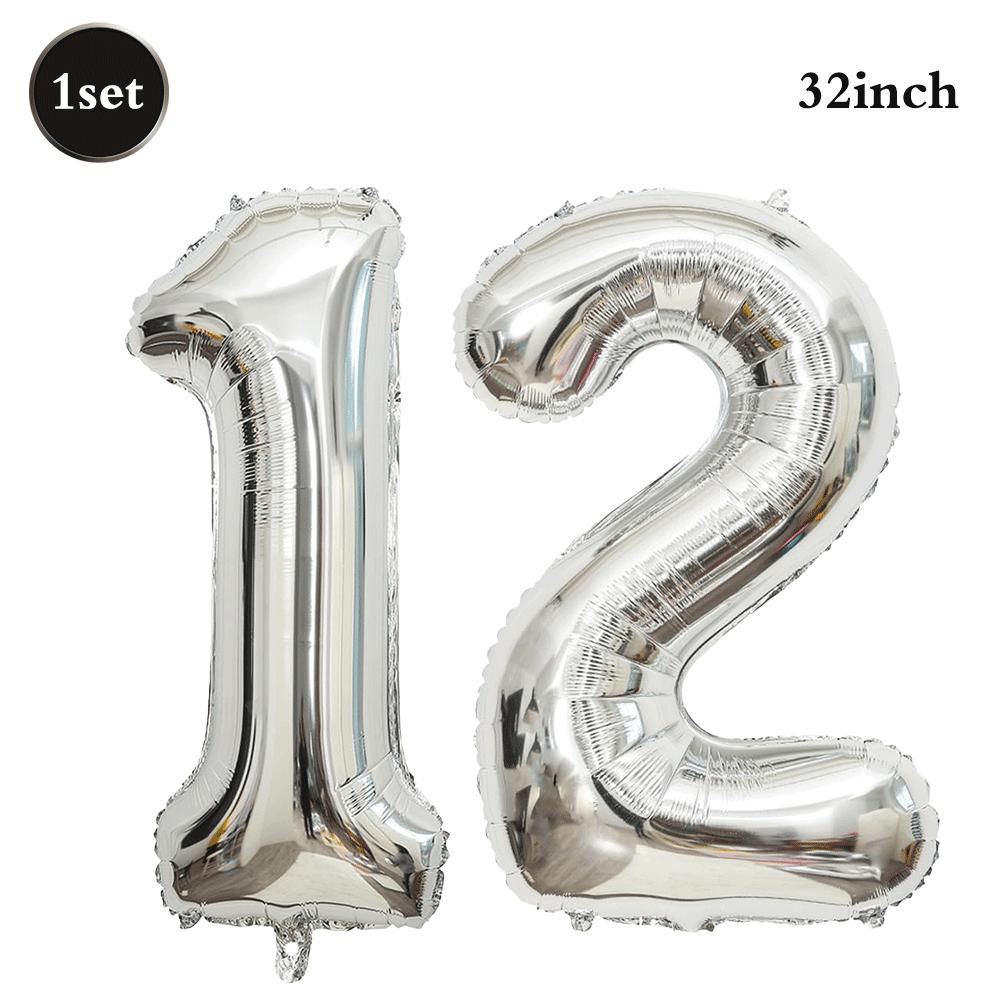 32inch Silver Number Foil Balloons Large Digit 0-9 Helium Globos Happy Birthday Party Decor Wedding Anniversary Graduation 2026