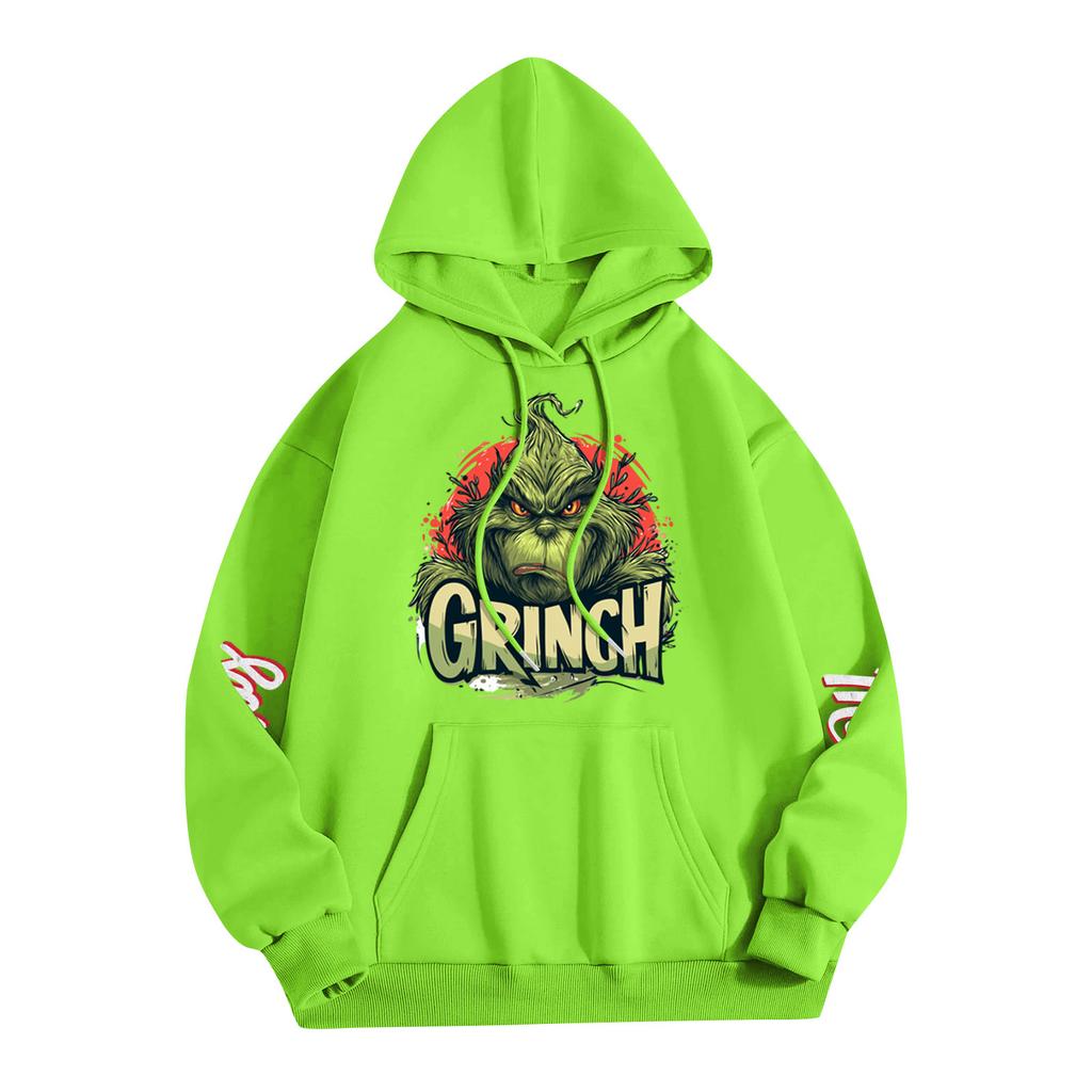 Kids Casual Fashion Christmas Print Long-sleeved Drawstring Hooded Sweatshirt