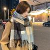 Winter new women's scarf autumn and winter atmosphere imitation cashmere Japanese sweet color matching shawl warm plaid scarf