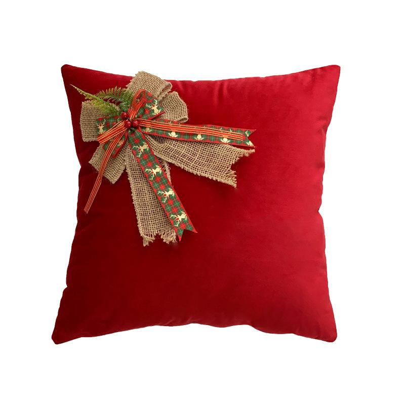 

New Year Decorative Pillow Cover 45x45cm Christmas Decoration Bow Throw Pillow Case Sofa Cushion Cover Bedroom Hotel Home Decor