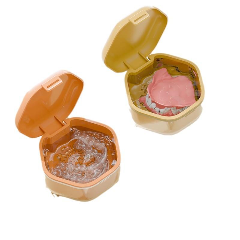 Portable Dental Retainer Box - Invisible Braces and Denture Storage & Cleaning Case