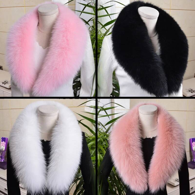 Real Fox Fur Collar For Women Winter Neck Keep Warm Scarves Men Fashion Luxury Genuine Coat Jacket Shawl Big Size