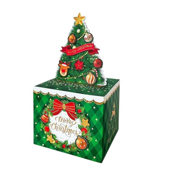 Christmas Money Box for Cash Gift Pull Merry Christmas Money Pull Box with 60 Transparent Bags DIY Holiday Cash Box Surprise Money Holder for