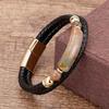 Minimalist Crystal Stone Bracelet Braided Leather Cord Stainless Steel Chain Waterproof Jewelry for Men Women Daily Use