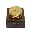 7.62 Cm Large 100 Year Calendar Compass In Wooden Box Brass,