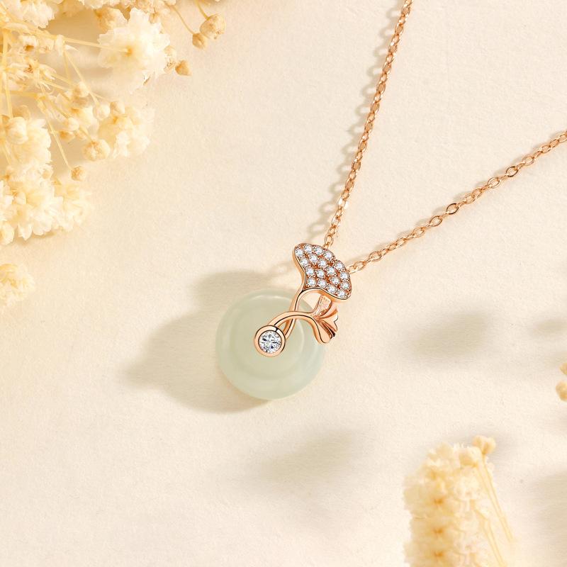 

Ожерелье с пряжкой безопасности в виде абрикосового листа, женская новая китайская ретро-премиум нишевая дизайнерская подвеска