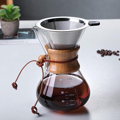 Shangqi 600ml Glass Hand-Pour Coffee Pot with Wooden Handle