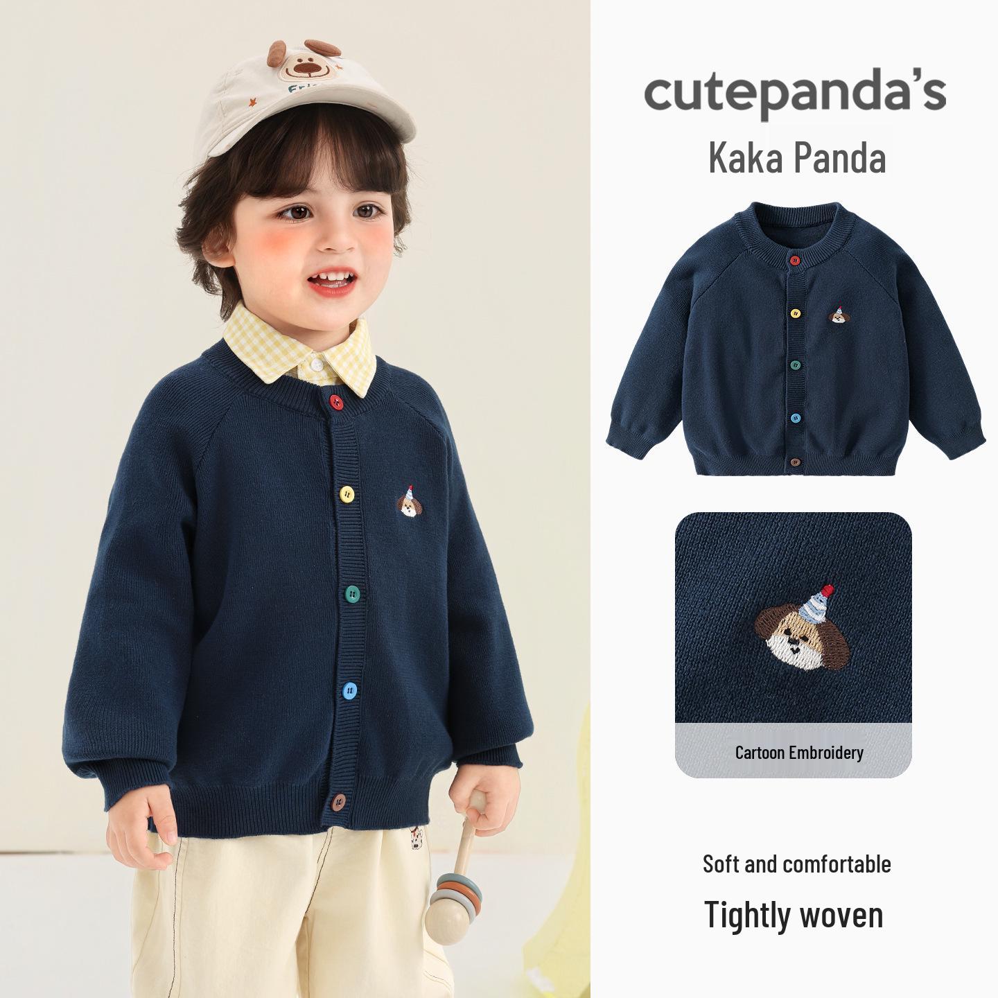 Kaka Panda Children s Knit Cardigan - Boys & Girls Casual Spring/Autumn Top 90 cm темно-синий