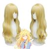 29" Golden Blonde Wavy Cosplay Wig with Silicone Scalp, Heat-Resistant Synthetic Hair for Anime Musician