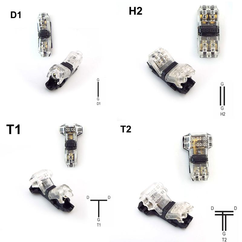 

D1 T1 t2 H2 T типу Scotch Lock Quick Electric Wire Connectors 2 Pin Cable 3 Way No Paighting Compact Crimp Terminal Block d1