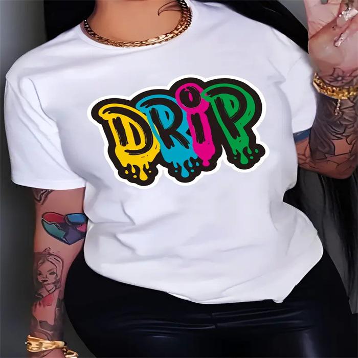 Summer Round Neck Printed Top Fashionable Casual Cute Short Sleeved Women's Pure Cotton T-shirts