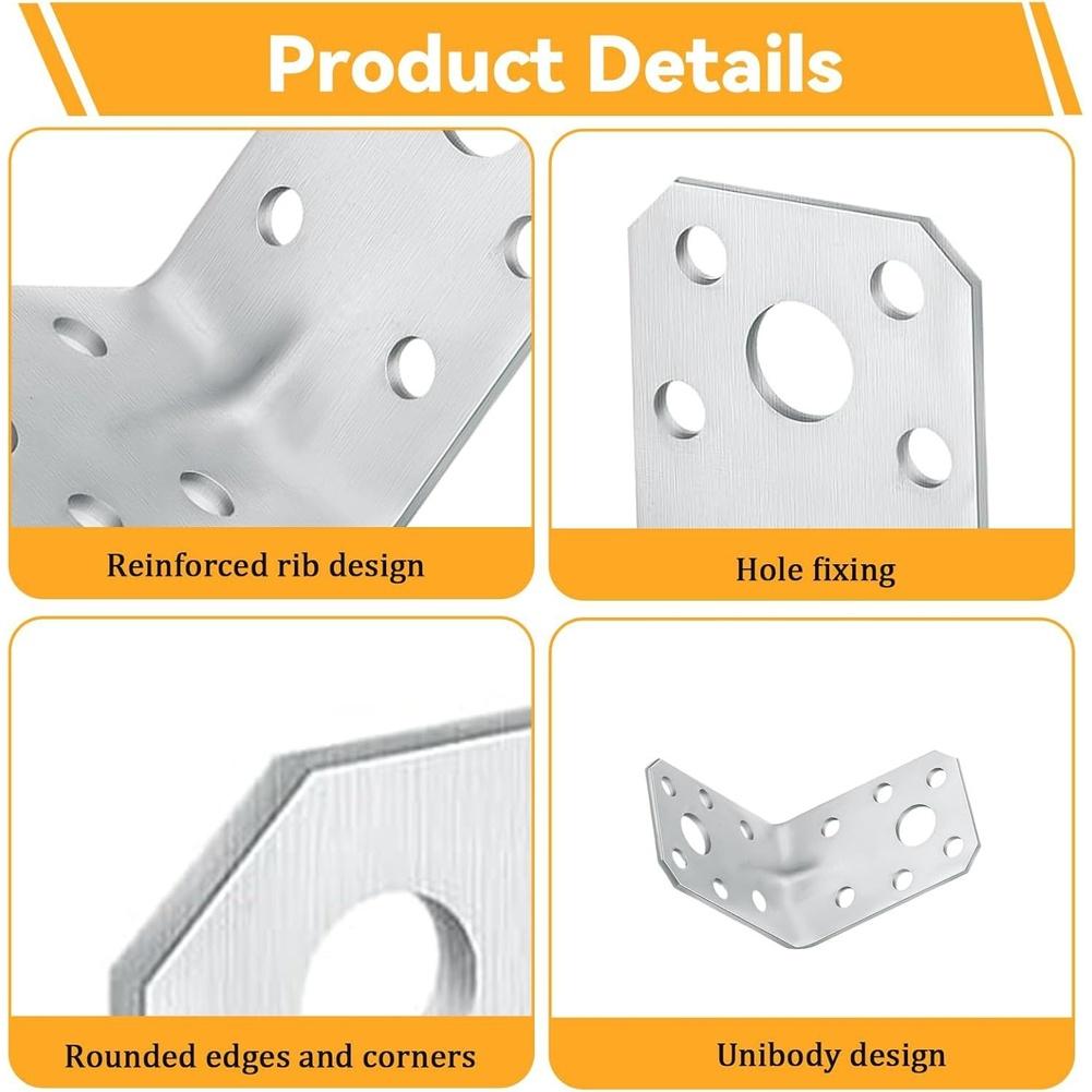 20pcs L-Shaped Corner Brackets Iron Metal Right Angle Corner Bracket For Shelves Wood Furniture Fixing Wall Bracket Connector