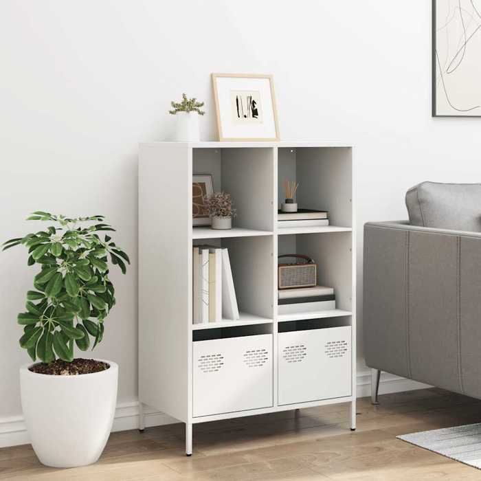 VidaXL Highboard White 68x39x103.5 Cm Steel, Bookcase, Modern Bookcase, Bookshelf, Shelf and 851387