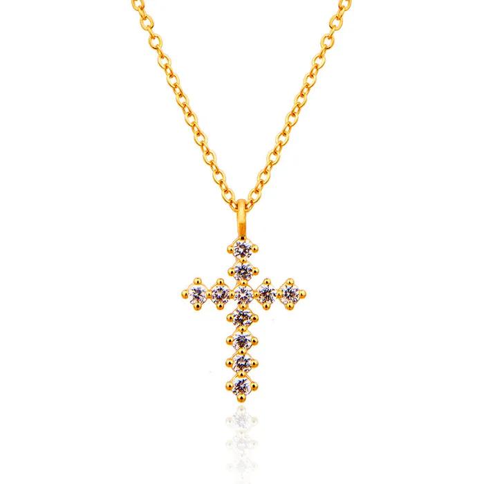 Cross Cubic Pendant Necklace (24k Plating) SHNE0039