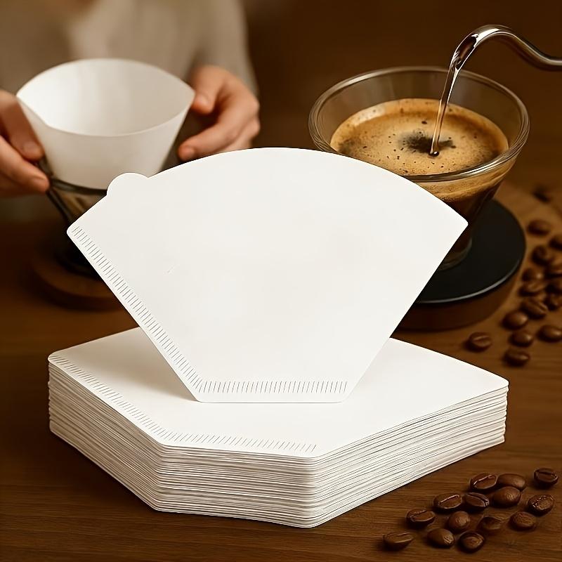 100Pcs White/Brown Kraft Paper Fan-Shaped Coffee Paper Filters for 2-4 Cups Pour Over Dripper