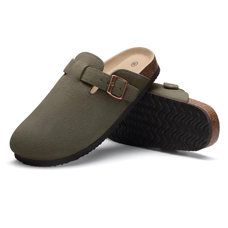 Fashion Kidmi Classic Men Clogs Slippers Genuine Suede Clogs Summer Men Beach Sandals Soft Nonslip Cork Slippers With Arch Support Slide