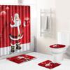 Christmas Toilet Seat Shower Curtain Four-Piece Printed Floor Mat Set Bathroom Floor Mat Bedroom Absorbent Door Mat Carpet
