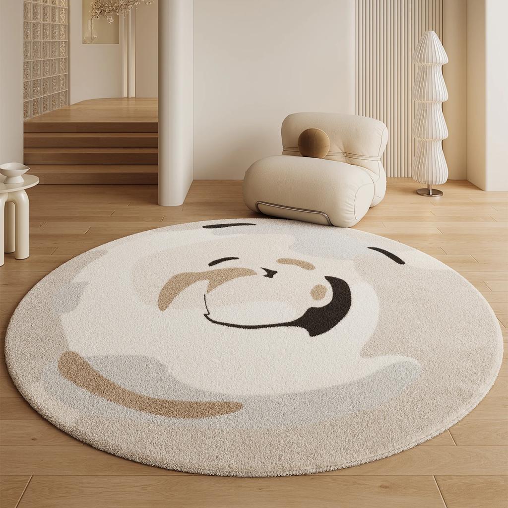 Cream Style Carpets for Living Room Fluffy Soft Round Bedroom Decor Rug Luxury Dressing Table Carpet Home Thick Plush Floor Mat