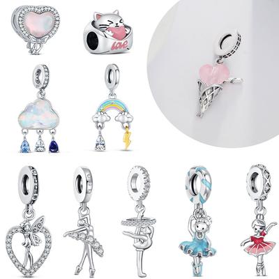 Elegant Ballet Pendant Fit Bracelet Diy Simple Original Crown Bead Romantic Heart Charm Love Birthday Gift For Friendcopper