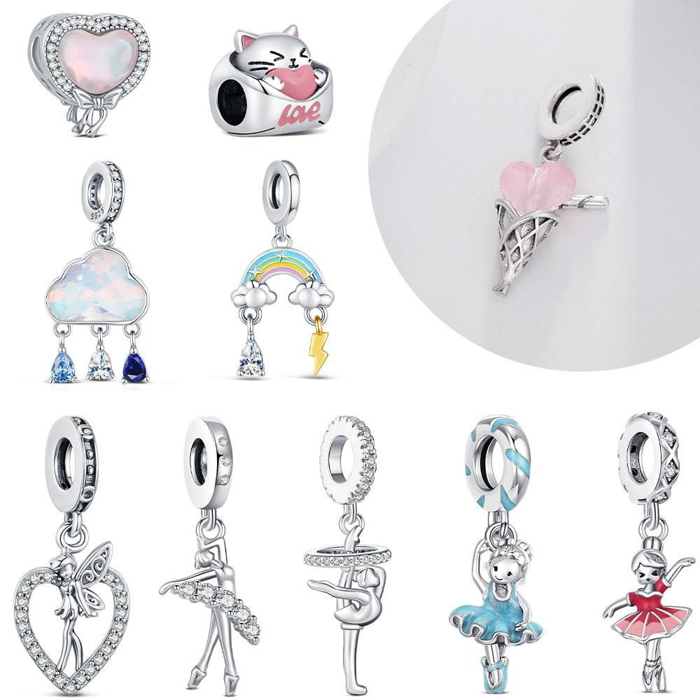 Elegant Ballet Pendant Fit Bracelet Diy Simple Original Crown Bead Romantic Heart Charm Love Birthday Gift For Friendcopper