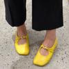 Fashion 2025 New Women's Flat Shoes Fashionable Versatile Square Head Shoes Mary Jane Leather Shallow Mouth Bottom Elegant Flat Shoes