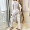 Women's Home Clothes Pajamas Long Sleeved Pants Loose And Comfortable Sexy Lace Love Print V-neck Two-piece Set
