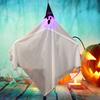Halloween Hanging Light-up Ghosts Outdoor Flying White Cloth Ghost with Witch Hat for Front Yard Patio Lawn Garden Porch Indoor Outdoor Decoration